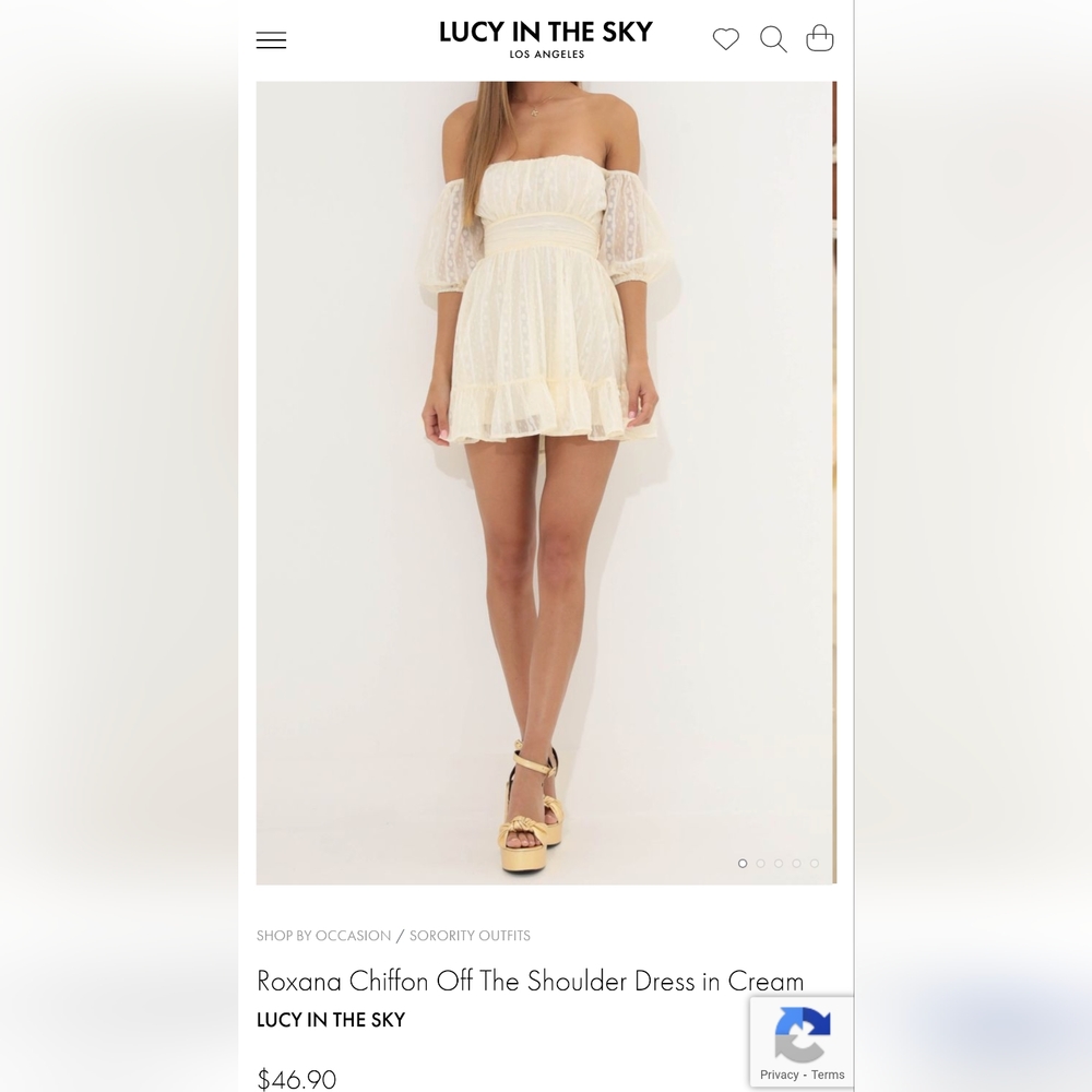 Lucy In The Sky Roxana Chiffon Off The Shoulder Dress in Cream size L